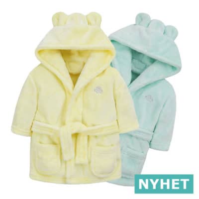 Badekåbe med navn citron og mint farvet