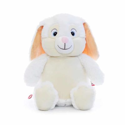 Hvidt kanin-legetøj med navn