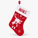 Rød julesok med rensdyr