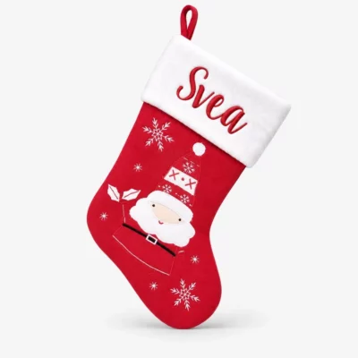 Julesok med navn, julemand og snefnug