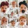 Baby med pandebånd og sut
