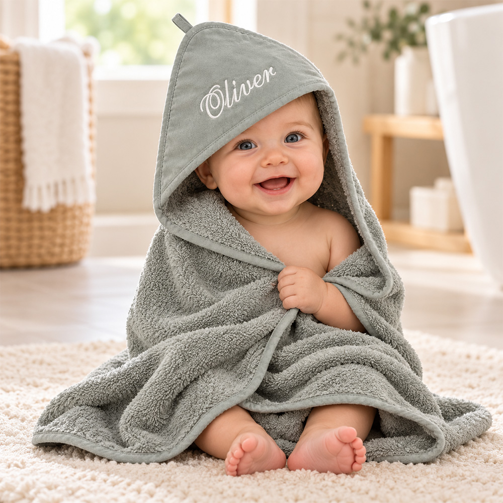 Badeslag med navn og baby