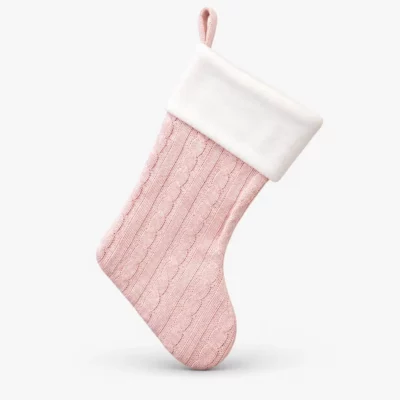 Lyserød vævet julesok med navn