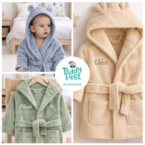 Badekåbe med broderet navn til børn og babyer