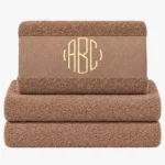 Brown towel with monogram