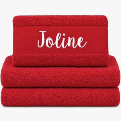 Personalized Towel in red color with name